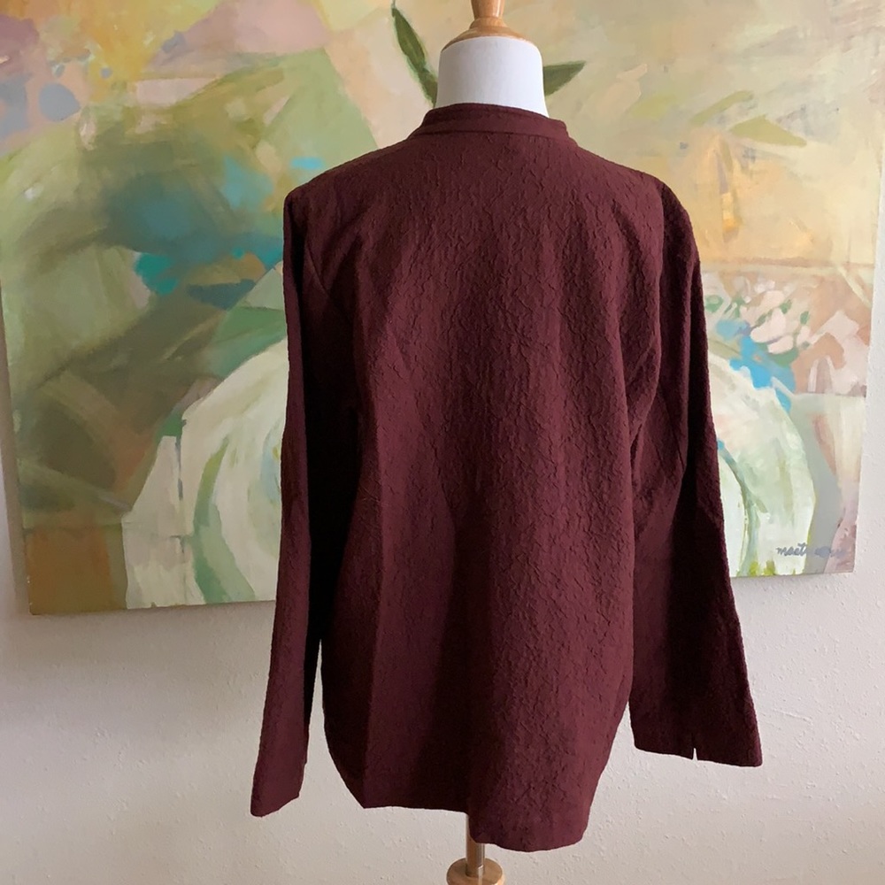 Eileen Fisher Burgundy Textured Open-Front Jacket - Picture 12 of 16